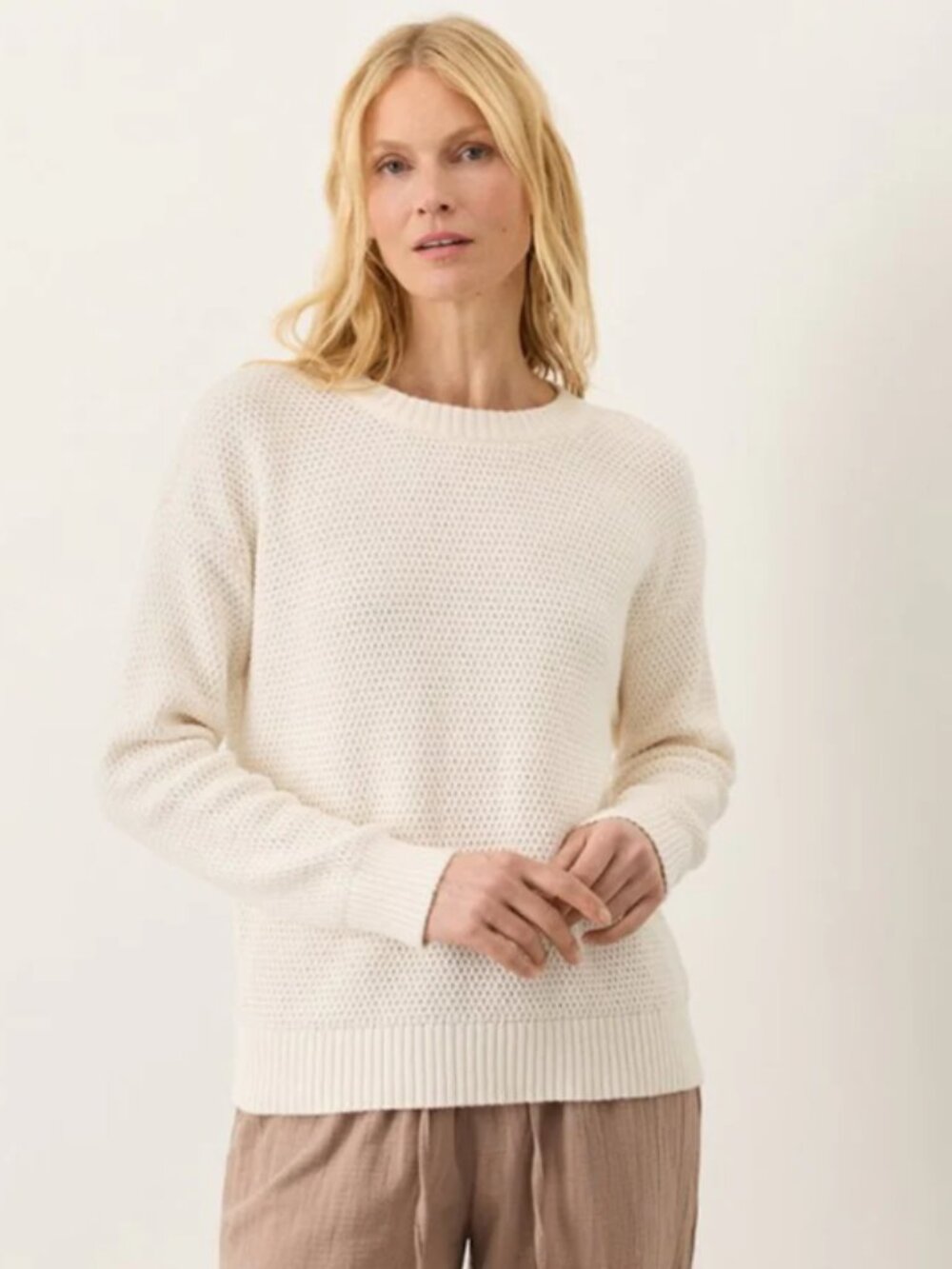 Pact Organic Cotton Shoreline Pullover Sweater, Cream, Large, NEW!